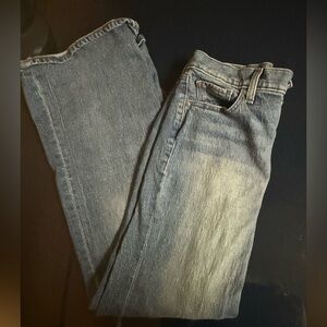 Express Women's Mid Rise 70s Flare Blue Jeans